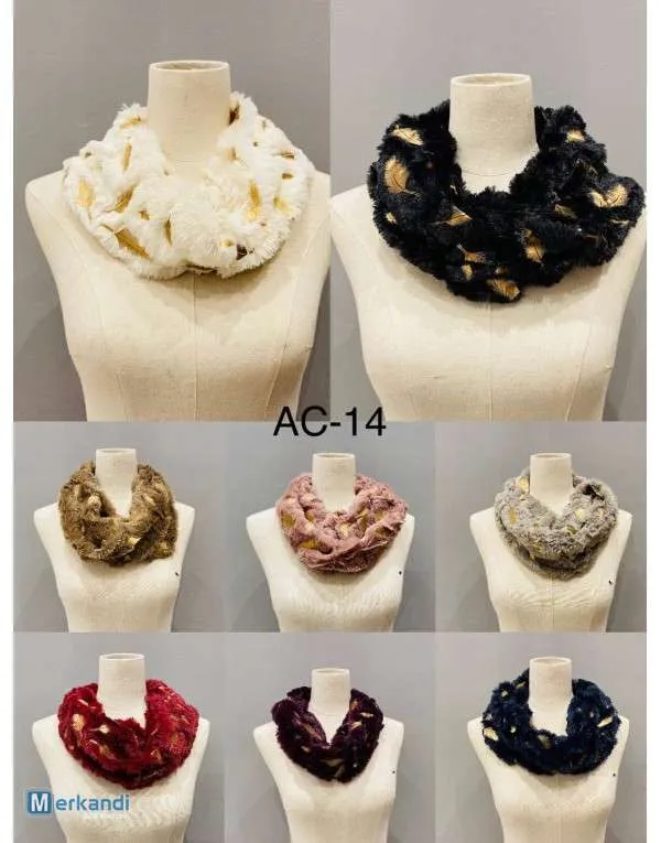 Bufandas elegantes cuello doble simil piel