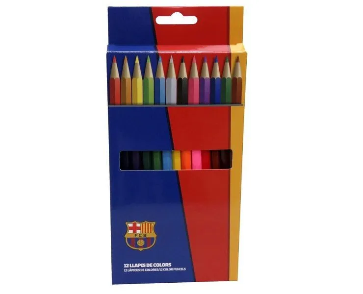 Caja con 12 pinturas de colores del FC Barcelona