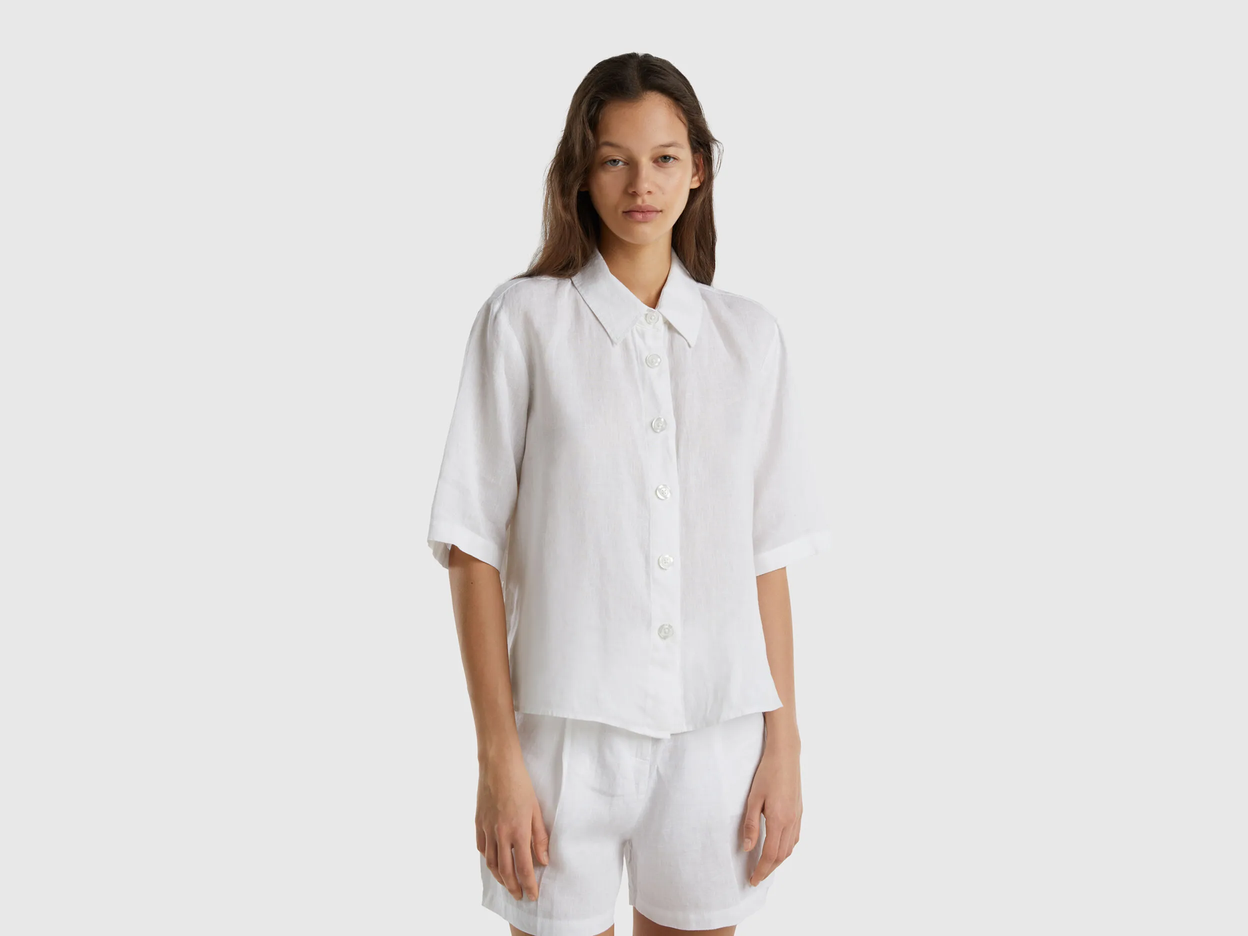 Camisa corta de puro lino