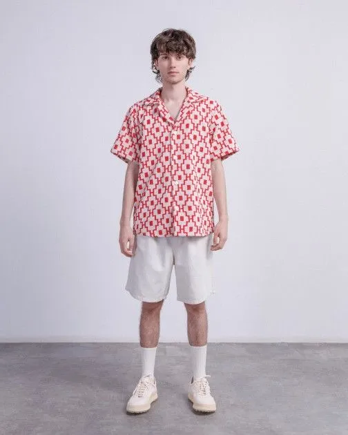 Camisa de manga corta de tela de rizo en algodón OAS White Machu Blanco
