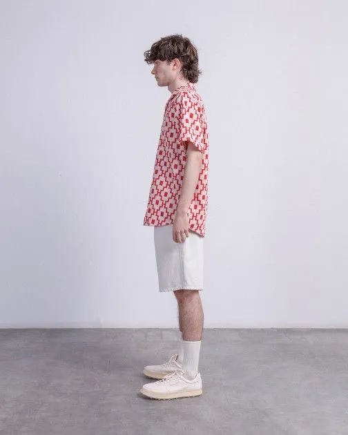 Camisa de manga corta de tela de rizo en algodón OAS White Machu Blanco