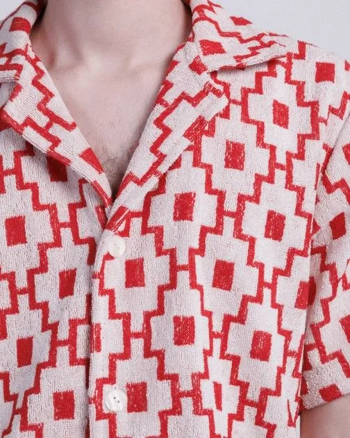 Camisa de manga corta de tela de rizo en algodón OAS White Machu Blanco
