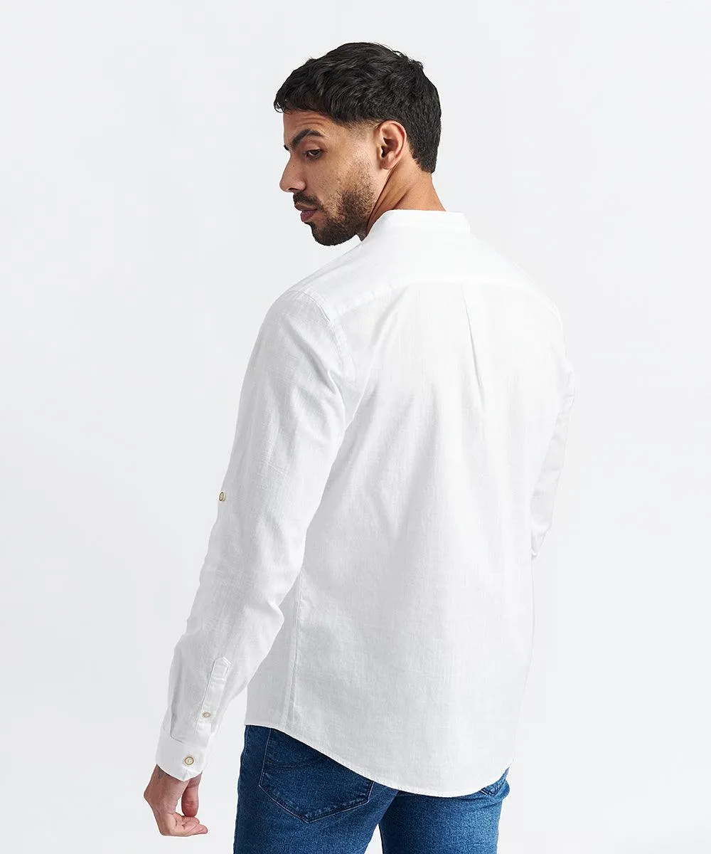 CAMISA MANGA LARGA LOOK DE LINO CR ROLL UP CLASSIC FIT BLANCO PV24