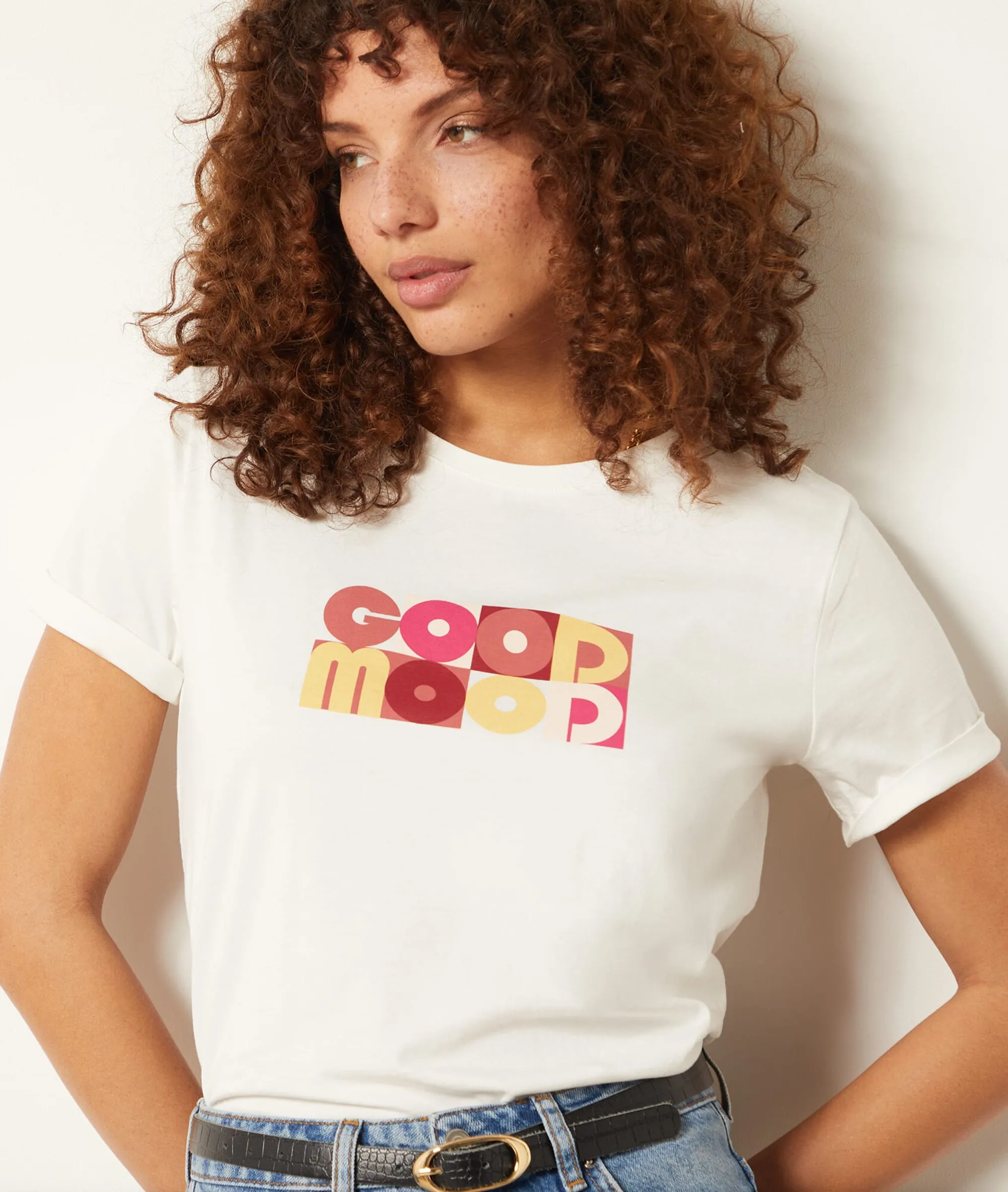 CAMISETA ALGODóN CON MENSAJE PAMINIA ECRU  ETAM