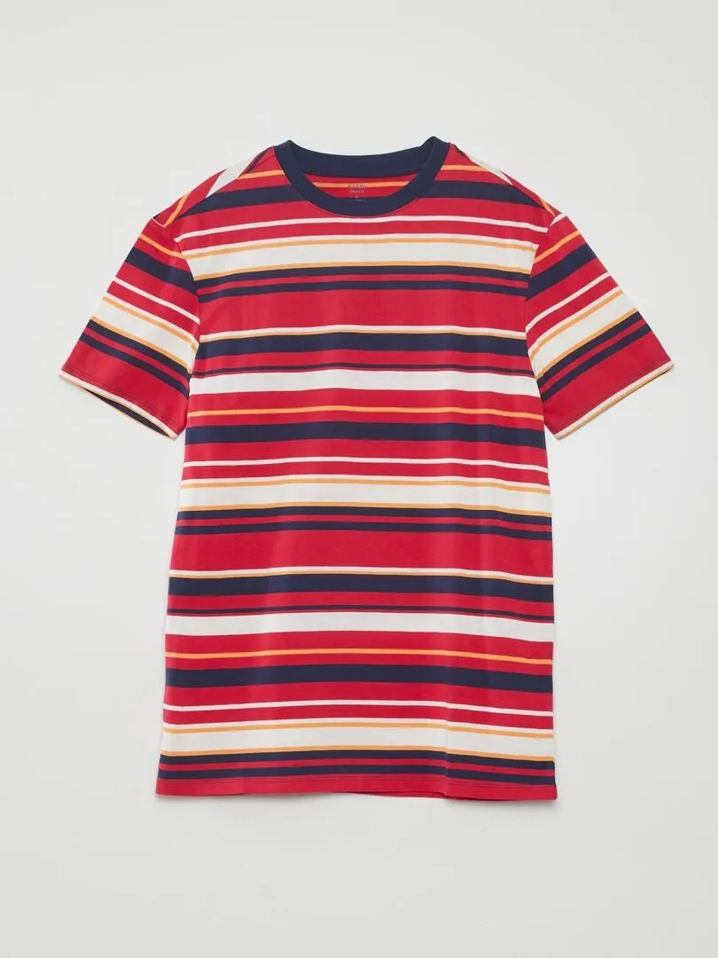 CAMISETA CON RAYAS ANCHAS DE COLORES  ROJO