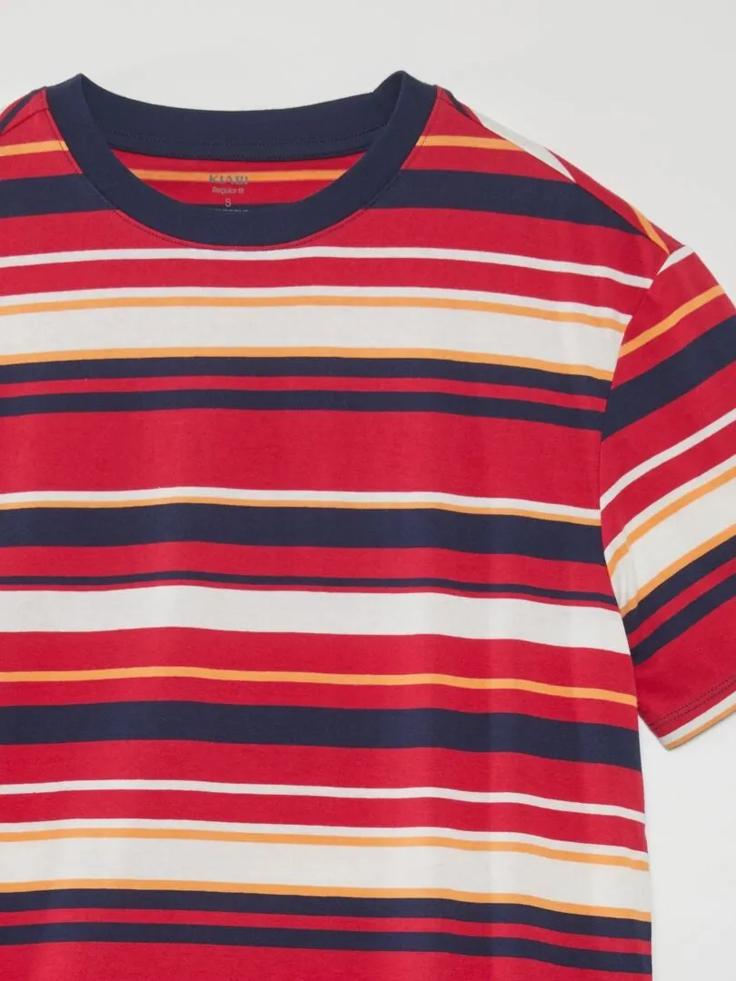 CAMISETA CON RAYAS ANCHAS DE COLORES  ROJO