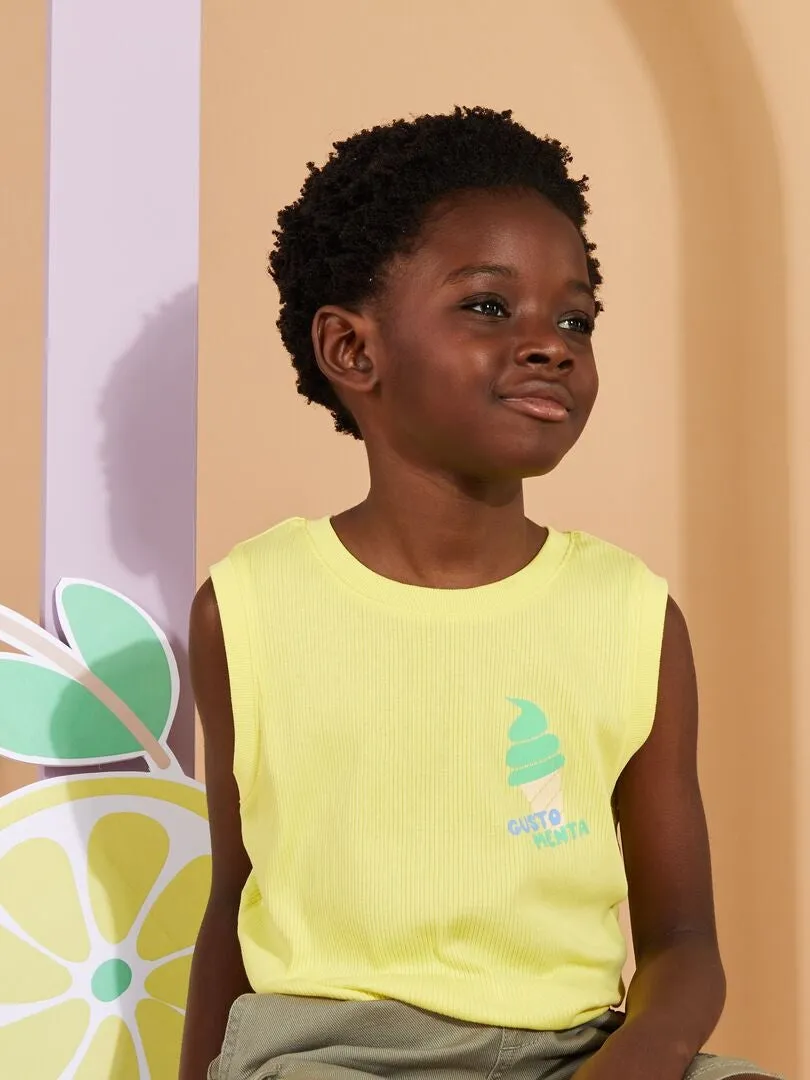 CAMISETA DE CANALé CON ESTAMPADO  AMARILLO