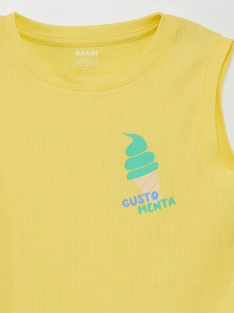CAMISETA DE CANALé CON ESTAMPADO  AMARILLO