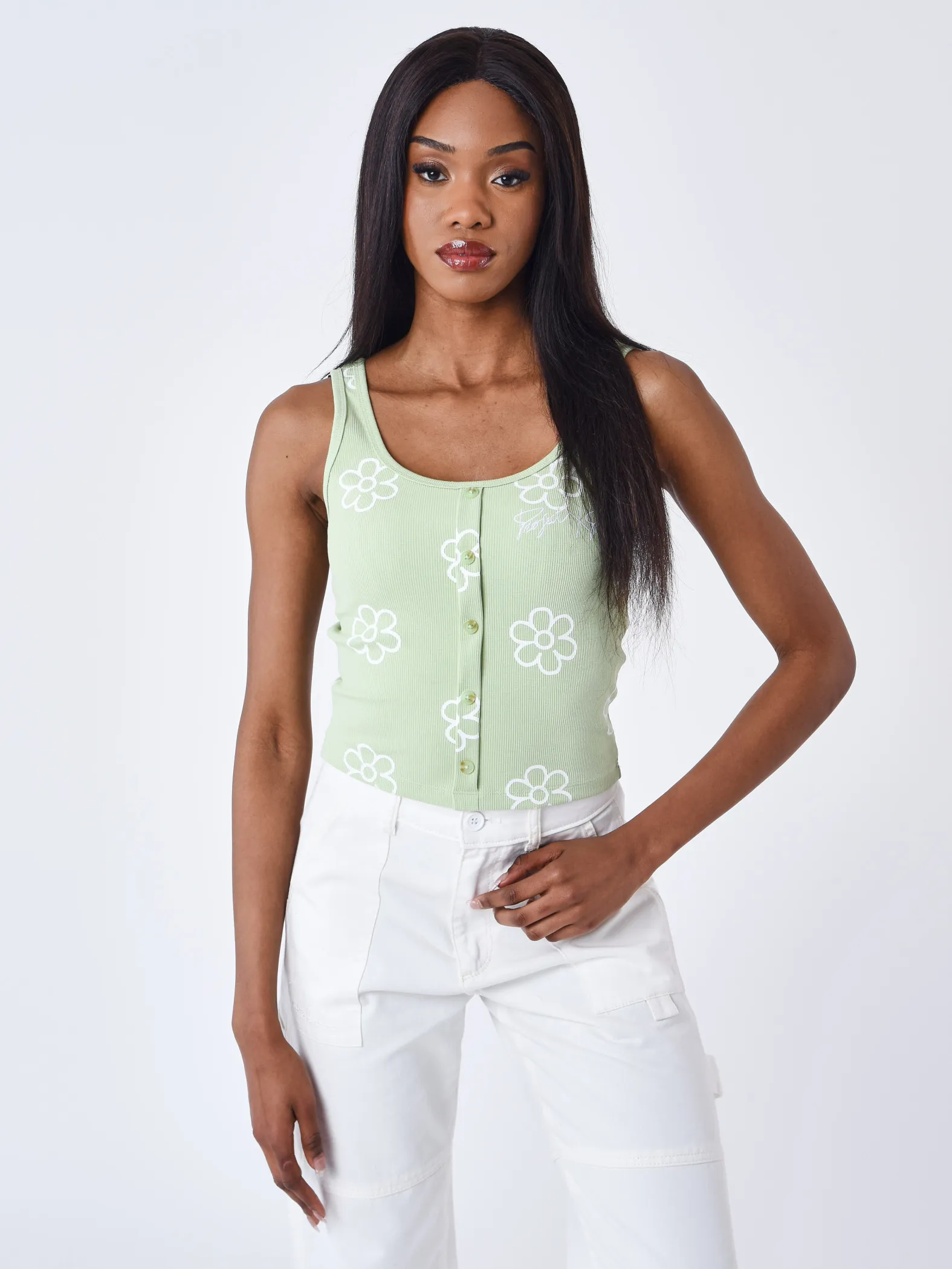 Camiseta de tirantes con diseño floral