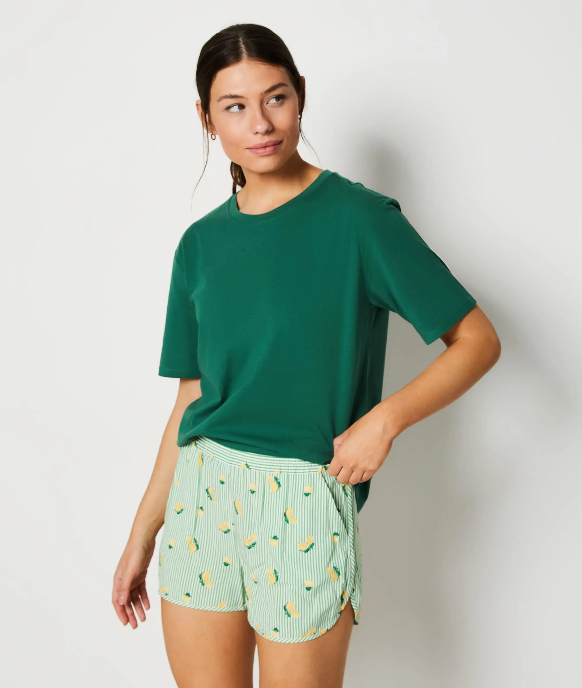 CAMISETA MANGA CORTA CON MENSAJE CAROLLE VERT SAPIN  ETAM