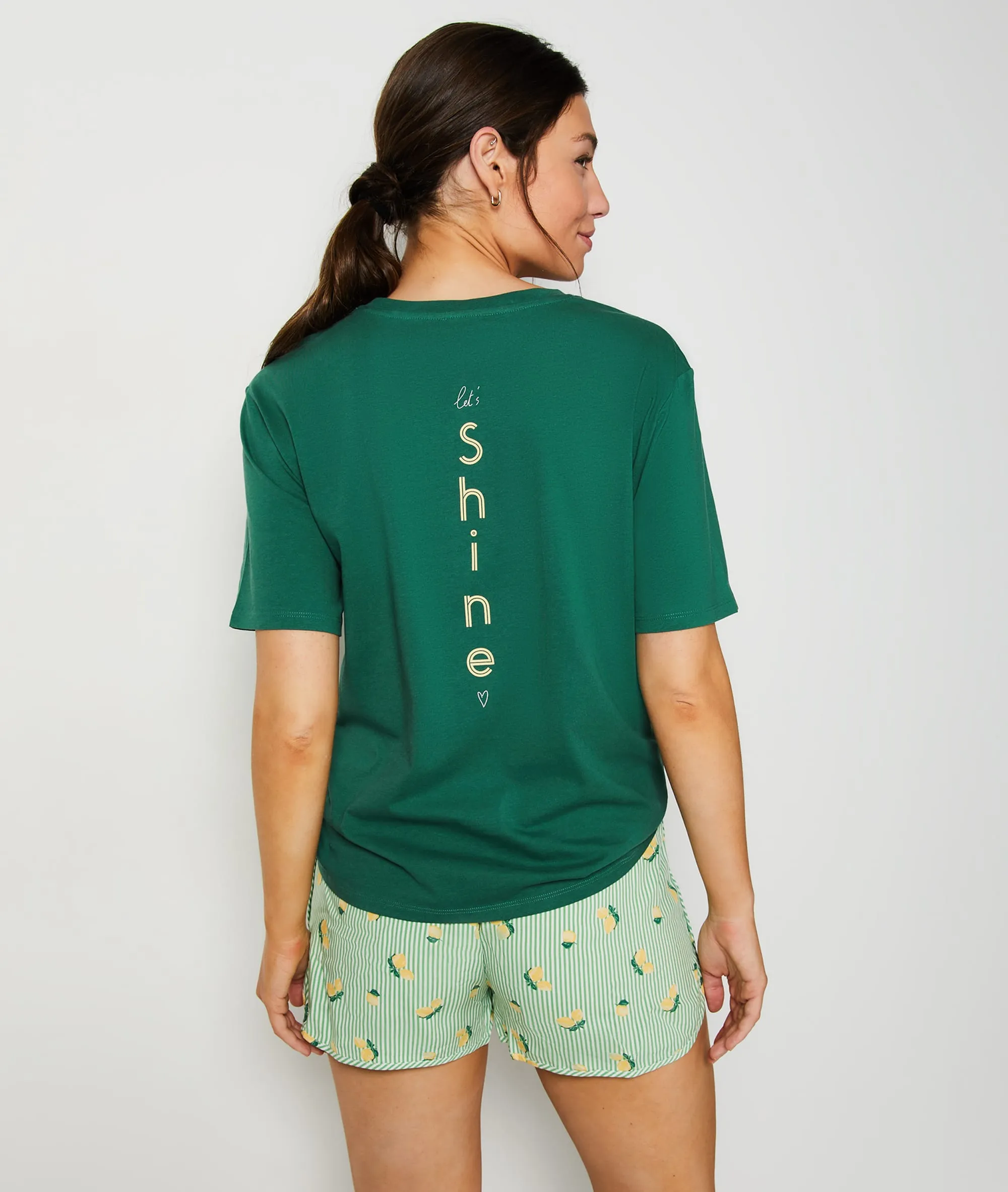 CAMISETA MANGA CORTA CON MENSAJE CAROLLE VERT SAPIN  ETAM