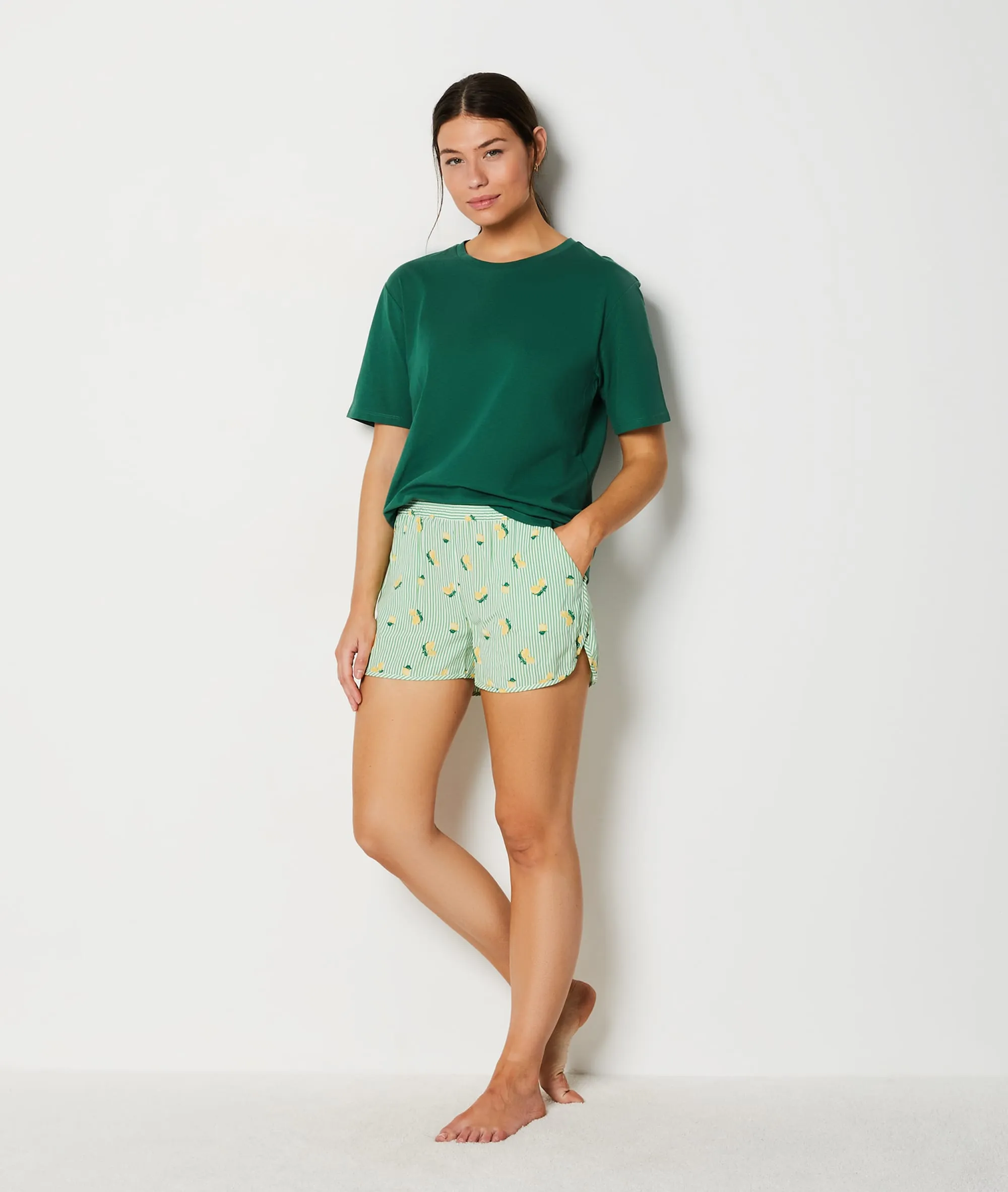CAMISETA MANGA CORTA CON MENSAJE CAROLLE VERT SAPIN  ETAM