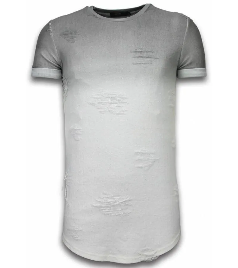 CAMISETAS  FLARE EFFECT DE DOS COLORES LONG FIT  GRIS