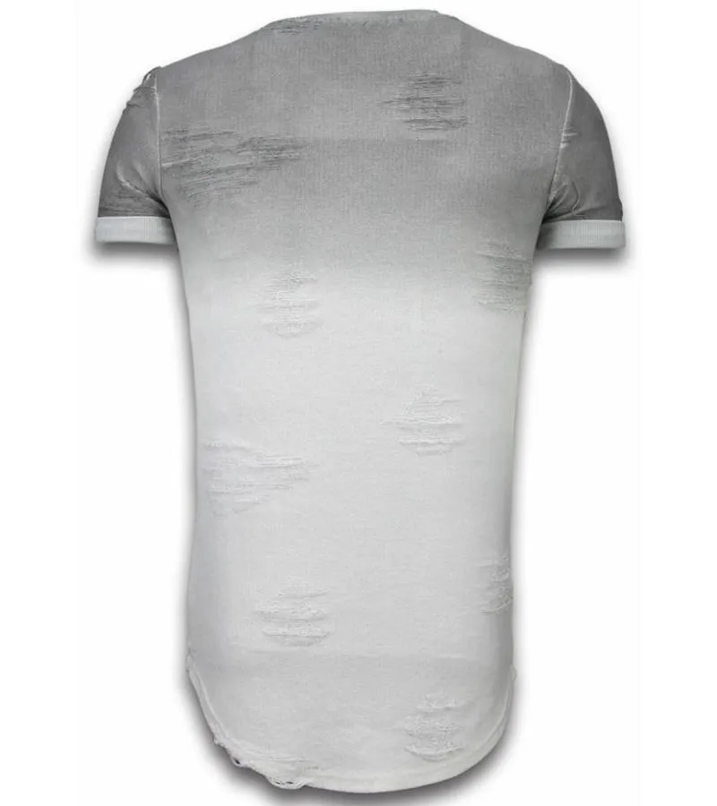 CAMISETAS  FLARE EFFECT DE DOS COLORES LONG FIT  GRIS