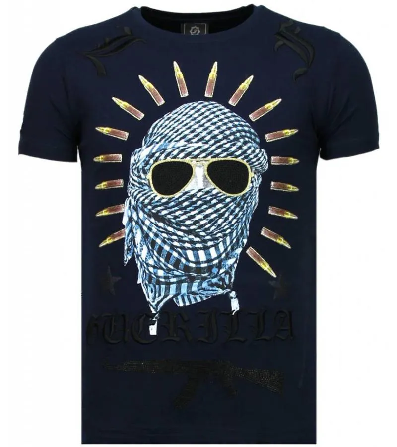CAMISETAS  FREEDOM FIGHTER RHINESTONE CAMISETAS PERSONALIZADAS  AZUL
