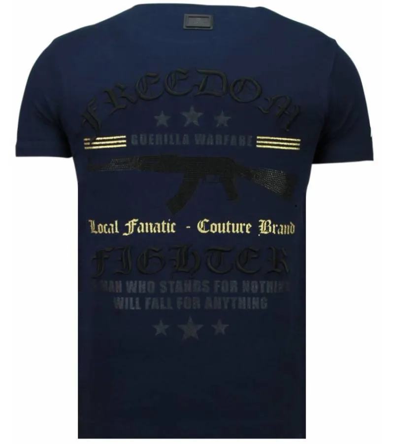 CAMISETAS  FREEDOM FIGHTER RHINESTONE CAMISETAS PERSONALIZADAS  AZUL