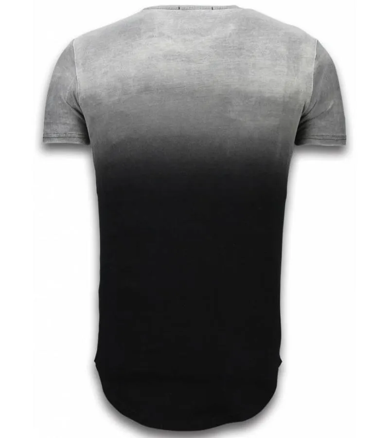 CAMISETAS  LEATHER PATCHED DE DOS COLORES LONGFIT  NEGRO