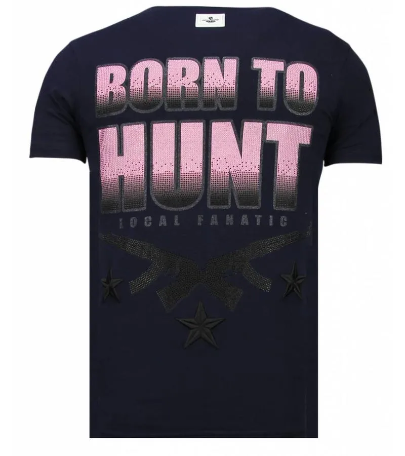 CAMISETAS  MILF HUNTER  RHINESTONE CAMISETAS  AZUL