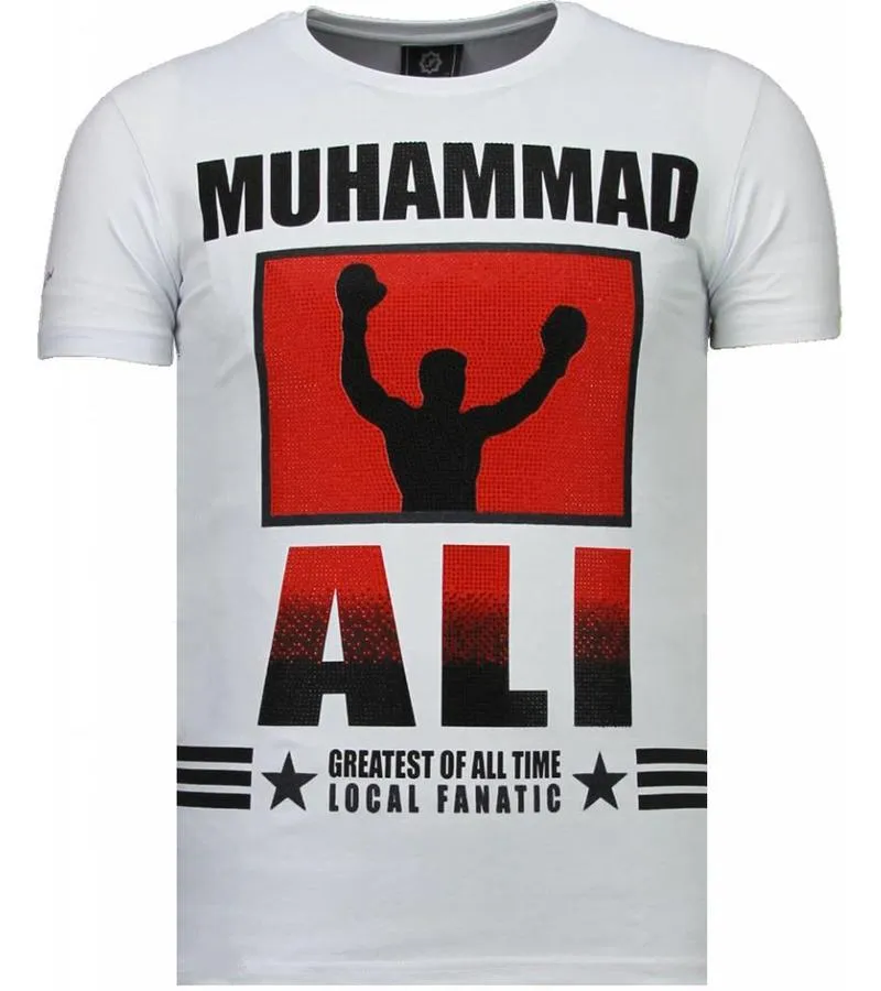 CAMISETAS  MUHAMMAD ALI RHINESTONE CAMISETAS PERSONALIZADAS  BLANCO