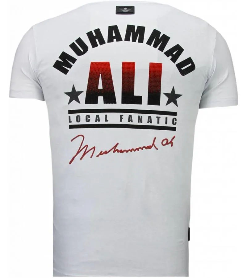 CAMISETAS  MUHAMMAD ALI RHINESTONE CAMISETAS PERSONALIZADAS  BLANCO