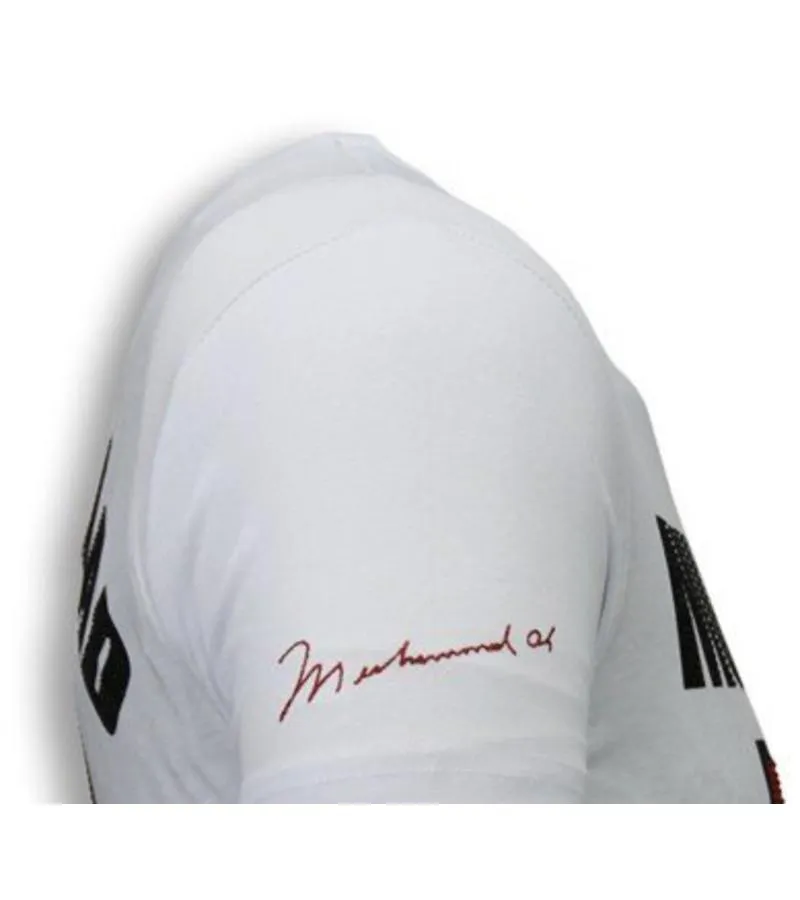 CAMISETAS  MUHAMMAD ALI RHINESTONE CAMISETAS PERSONALIZADAS  BLANCO