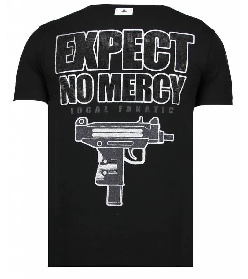 CAMISETAS  TERROR PANDA  RHINESTONE CAMISETAS   NEGRO