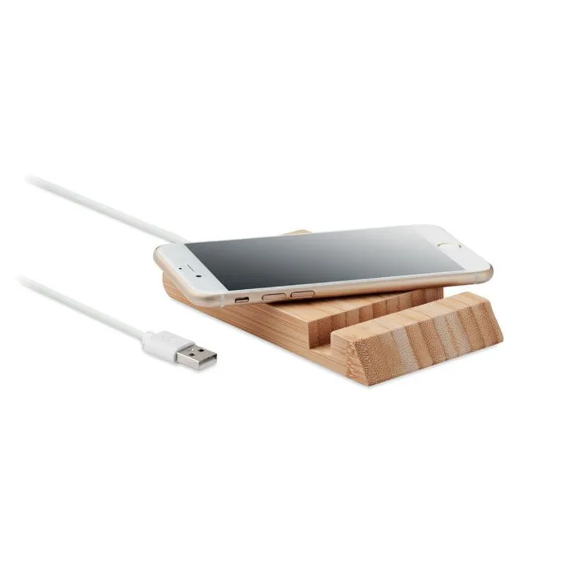 Cargador inalámbrico de bambú personalizado 10W Odos