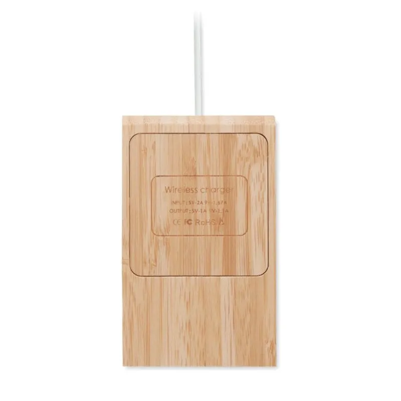 Cargador inalámbrico de bambú personalizado 10W Odos