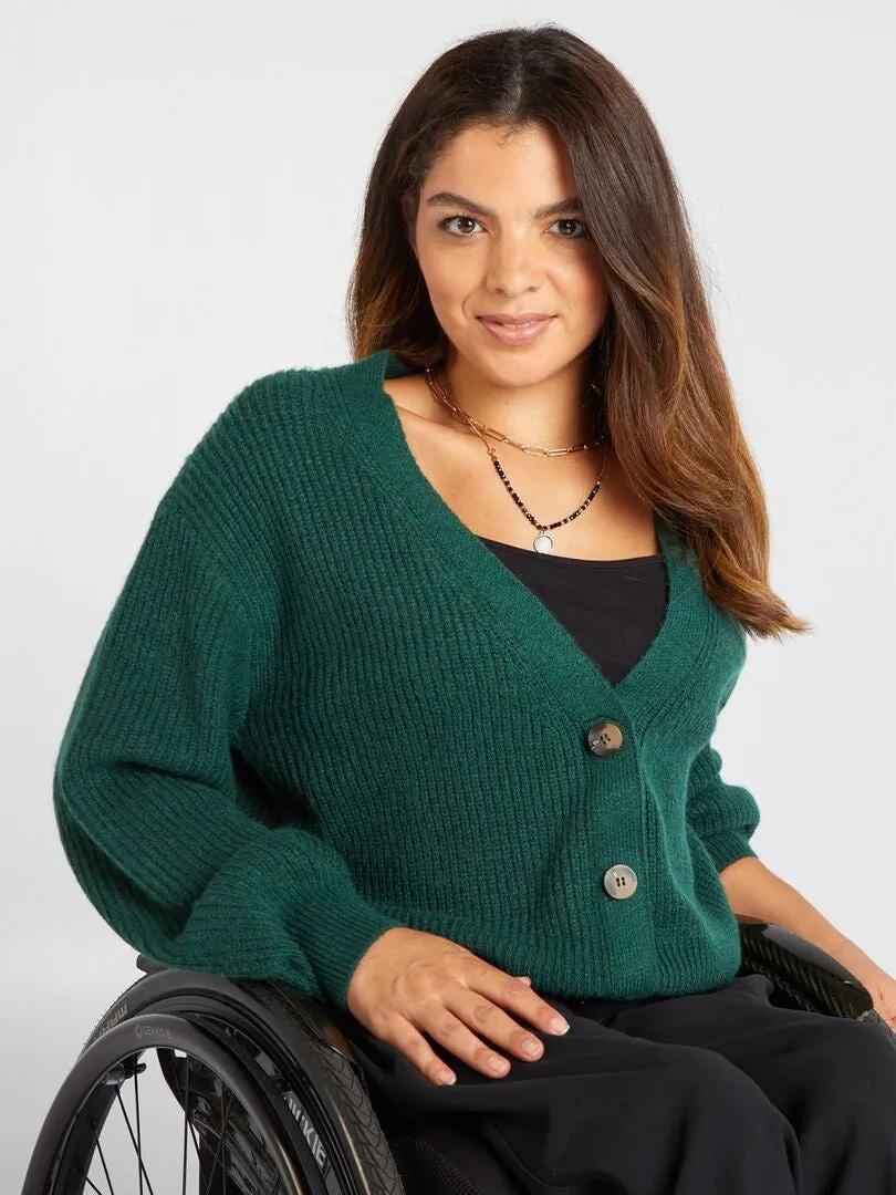 CHAQUETA DE PUNTO CON CIERRE IMANTADO  SO EASY  VERDE