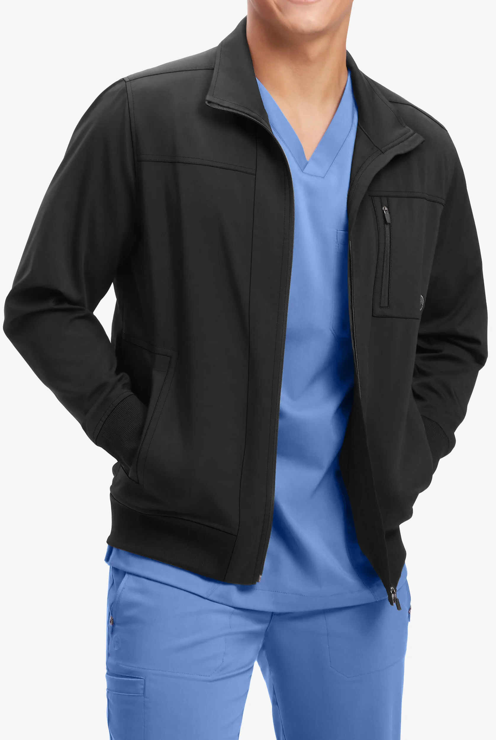 Chaqueta médica Healing Hands Scrubs Purple Label Jonathan estilo aviadora con 6 bolsillos para hombre