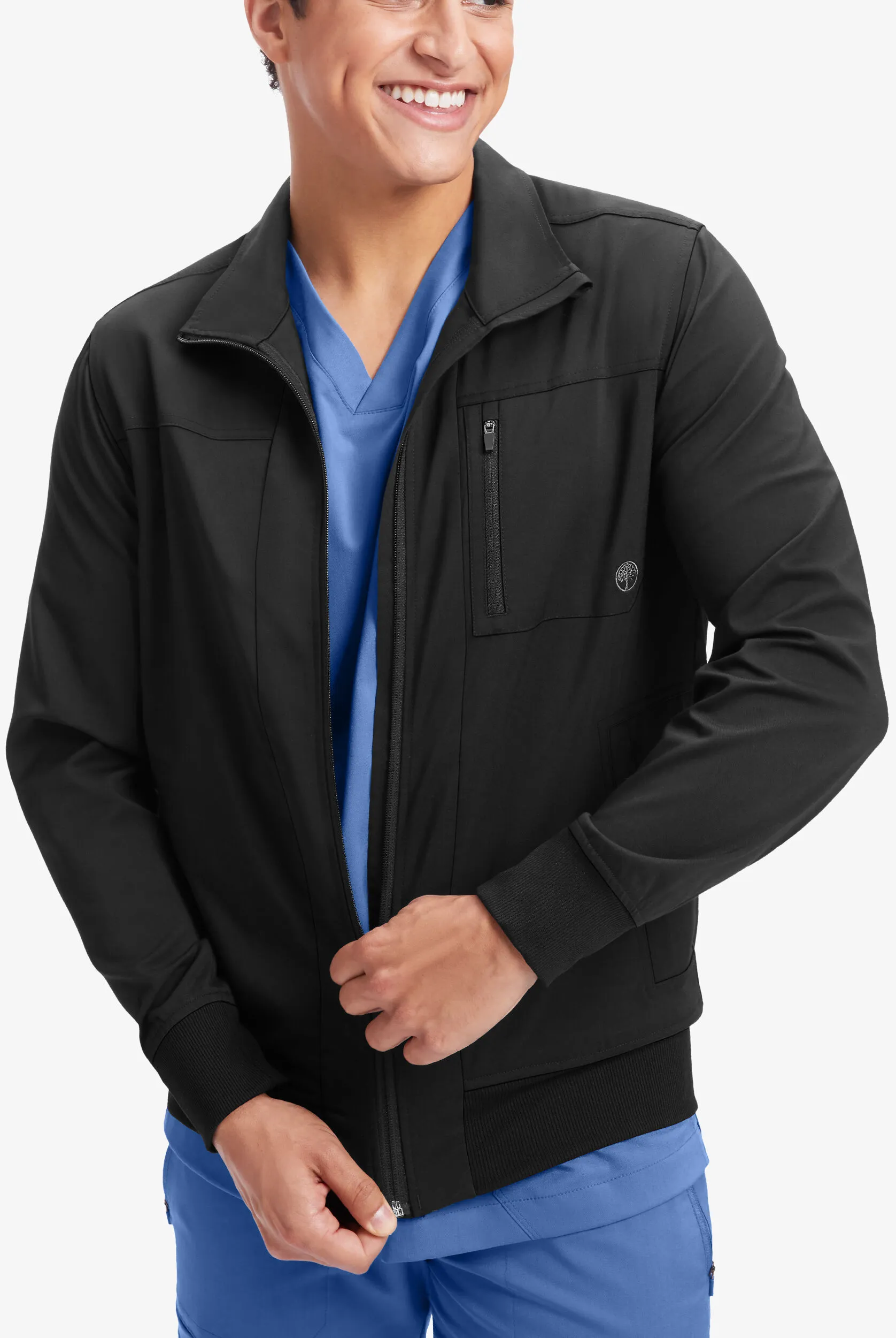 Chaqueta médica Healing Hands Scrubs Purple Label Jonathan estilo aviadora con 6 bolsillos para hombre