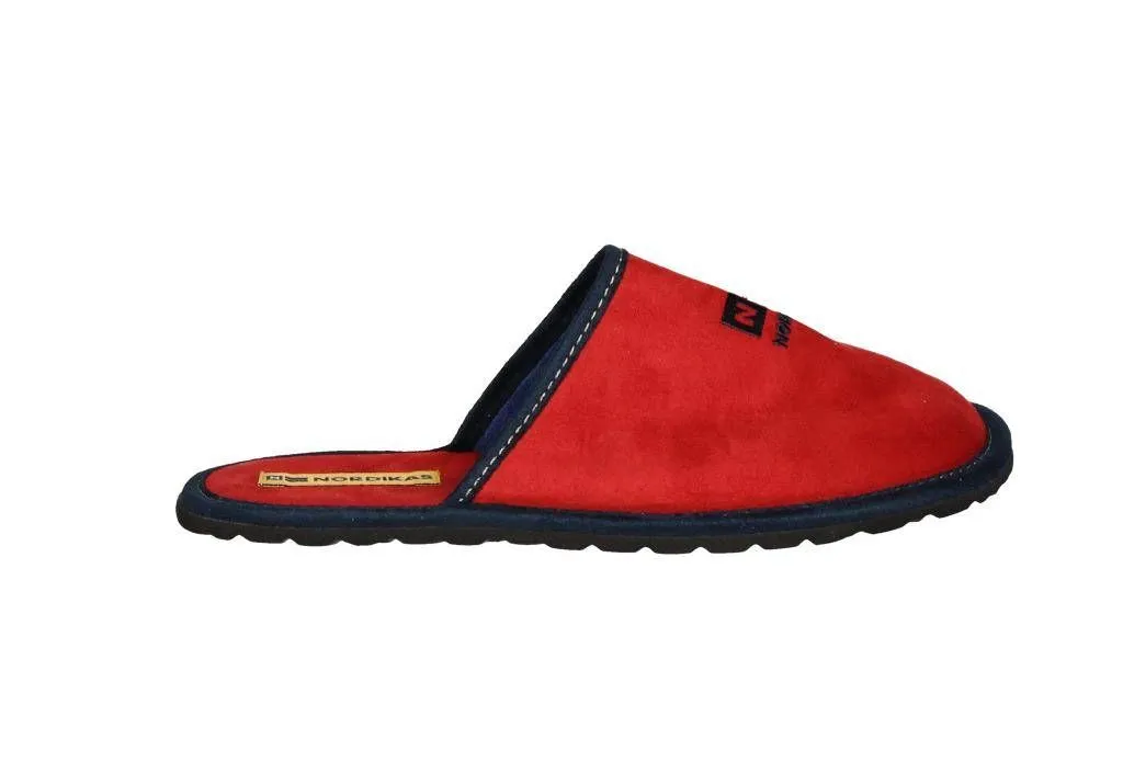 Chinela Viaje Ante Rojo/azul Con Funda