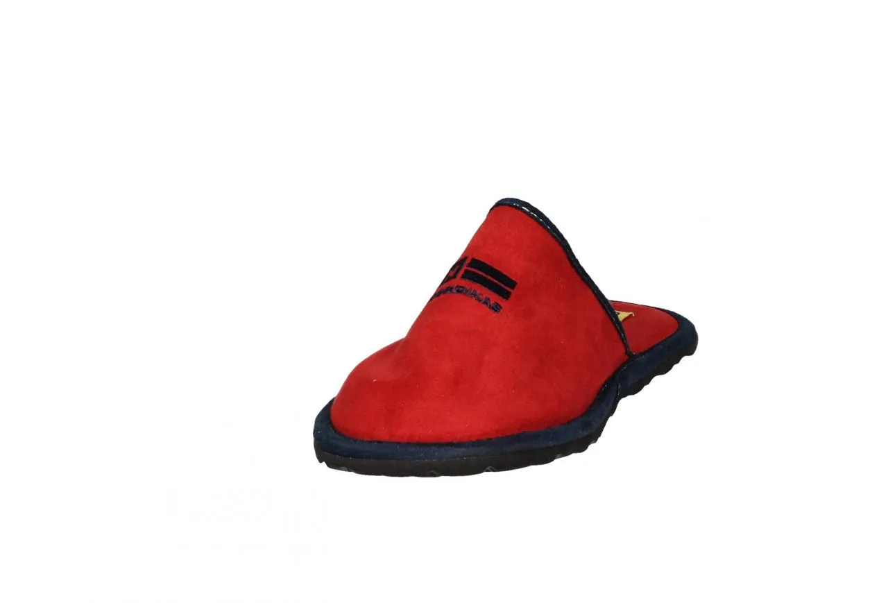 Chinela Viaje Ante Rojo/azul Con Funda