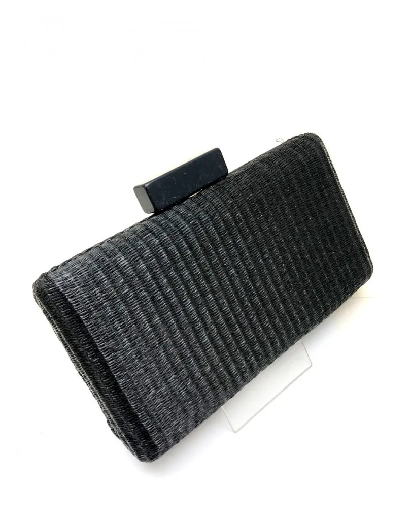 CLUTCH ELEGANTES DE BODAS Y BAUTIZOS EN RAFIA NEGRA 