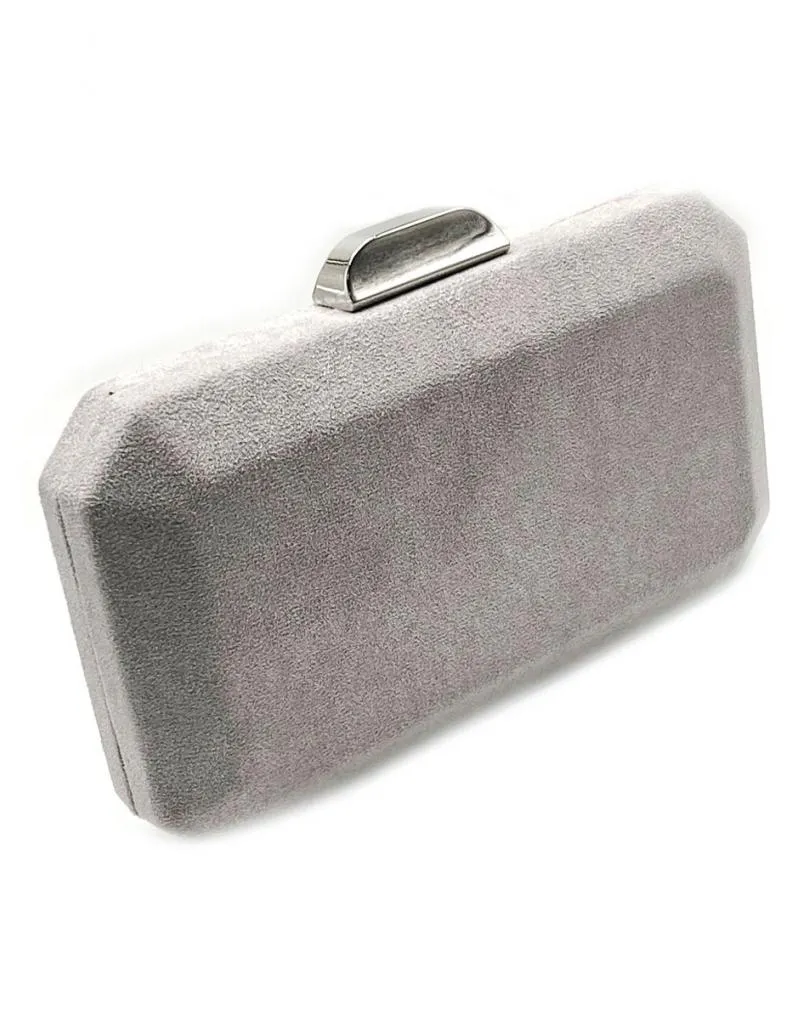 CLUTCH GRIS DE FIESTA CON ORIGINAL DISEÑO HEXAGONAL