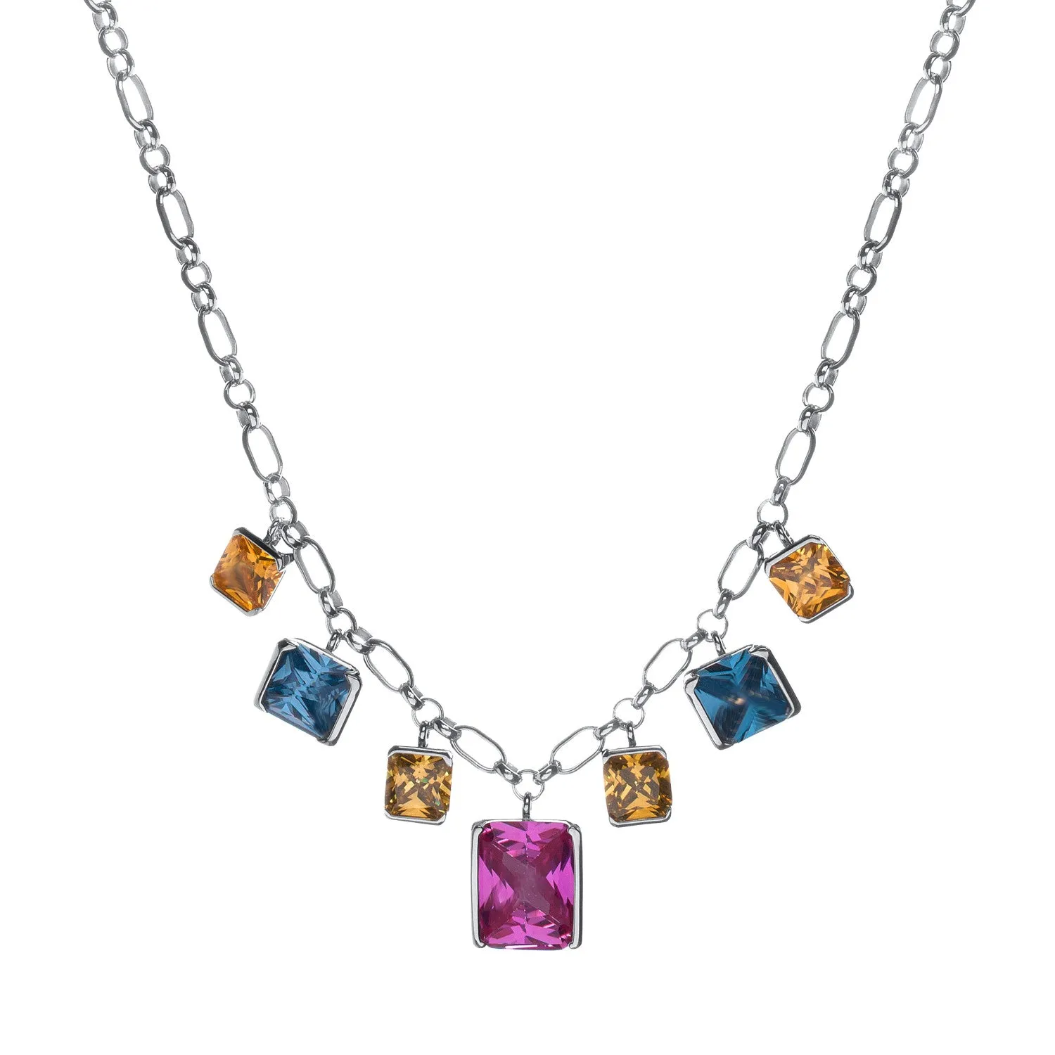 Collares con piedras talla esmeralda multicolor