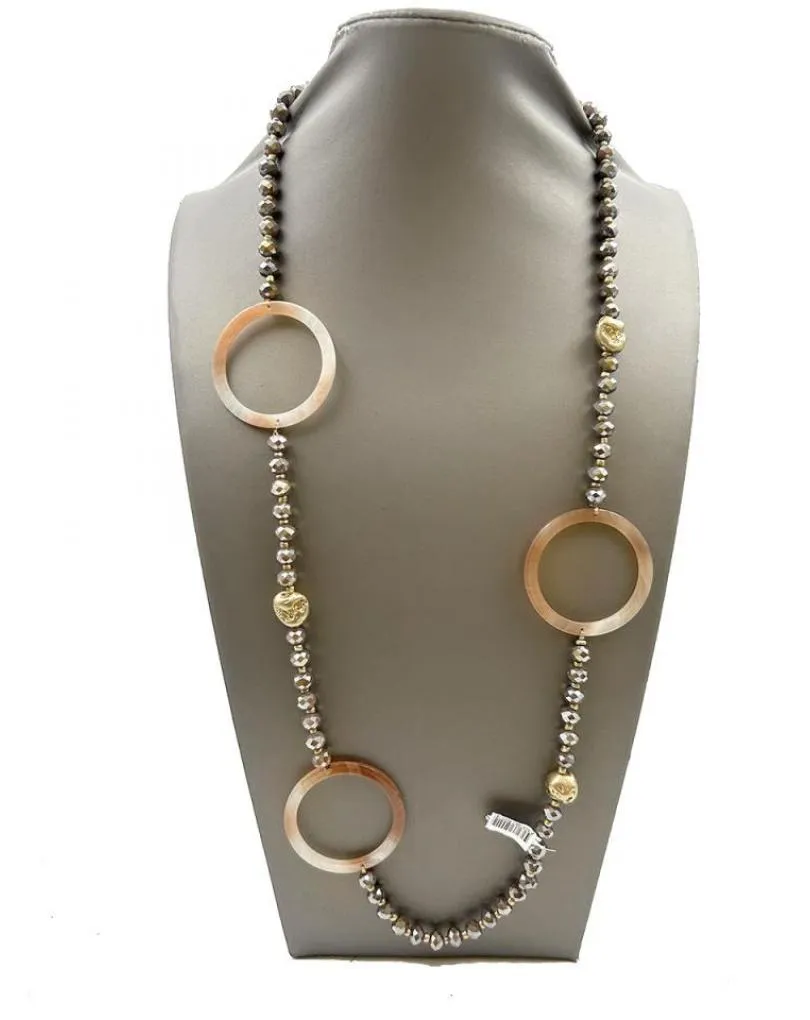 COLLARES LARGOS MARRONES KAKI CON DORADO DISEÑO ORIGINAL