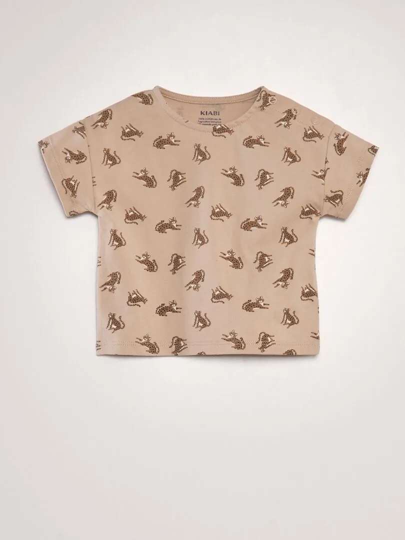 CONJUNTO DE CAMISETA + PANTALóN CORTO   2 PIEZAS  UNISEX  BEIGE