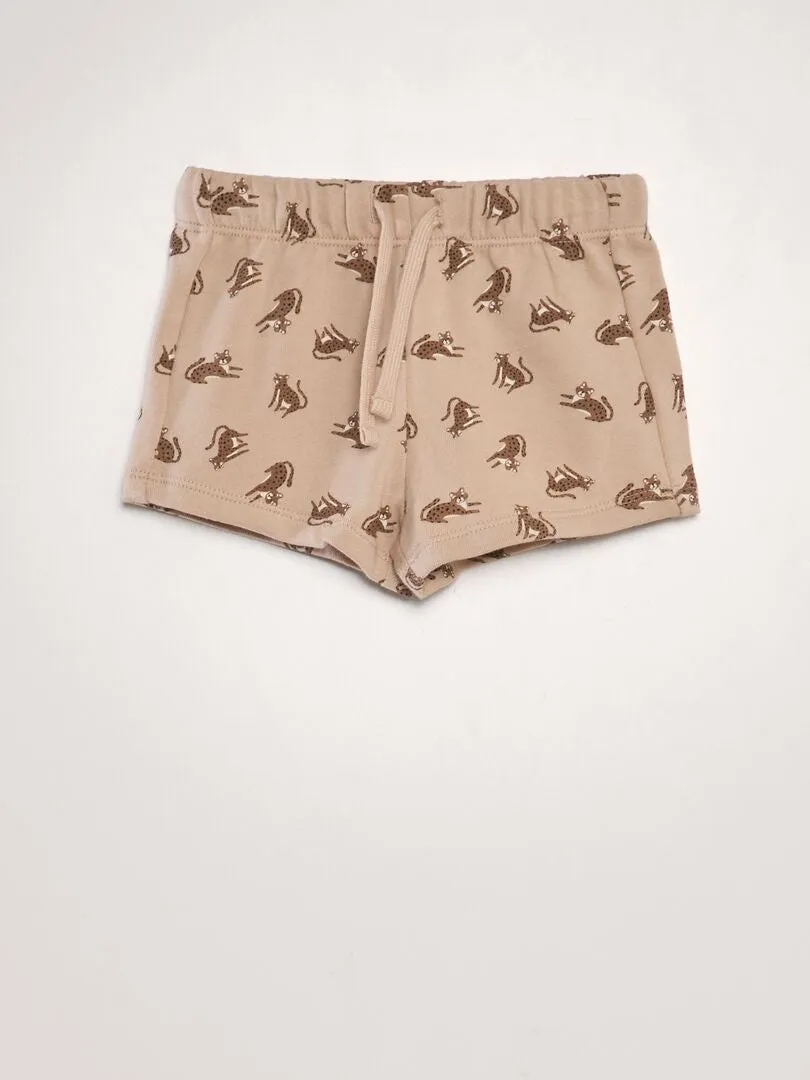 CONJUNTO DE CAMISETA + PANTALóN CORTO   2 PIEZAS  UNISEX  BEIGE