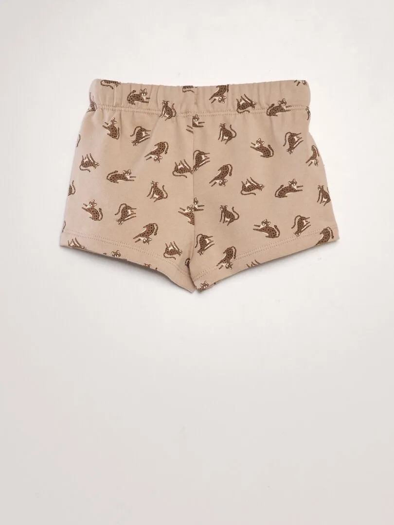 CONJUNTO DE CAMISETA + PANTALóN CORTO   2 PIEZAS  UNISEX  BEIGE