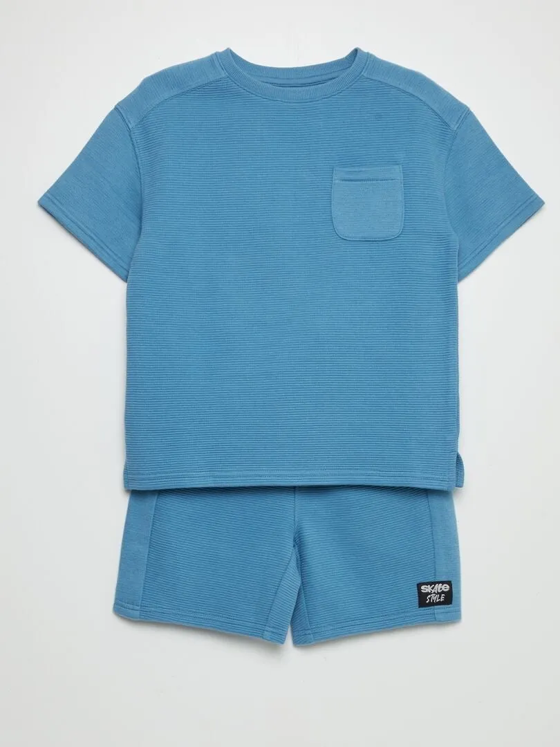 CONJUNTO DE PUNTO TEXTURIZADO  2 PIEZAS  AZUL
