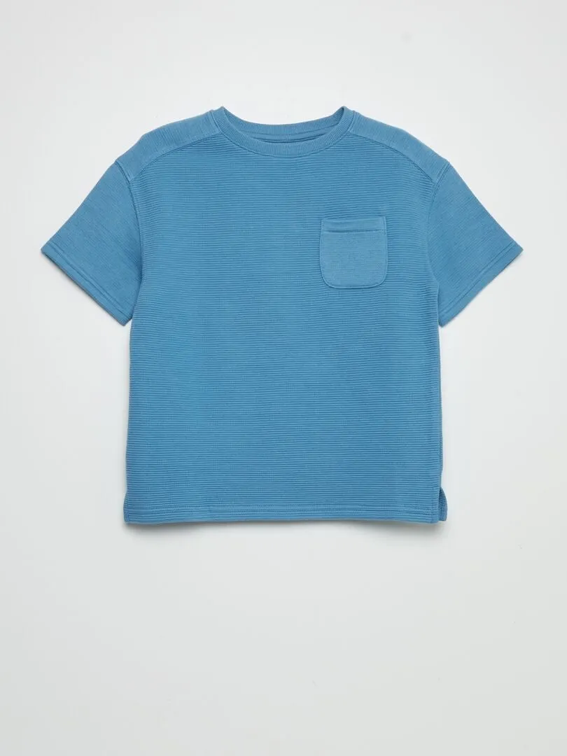 CONJUNTO DE PUNTO TEXTURIZADO  2 PIEZAS  AZUL