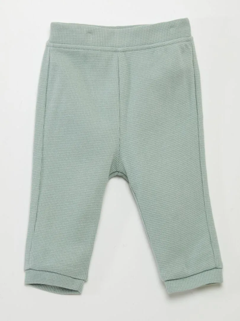 CONJUNTO DE SUDADERA + PANTALóN DE NIDO DE ABEJA  2 PIEZAS  VERDE