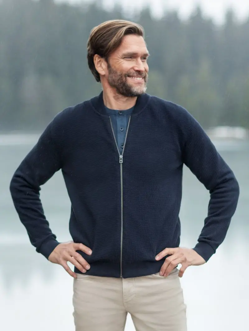 Cárdigan de punto para hombre de algodón orgánico
