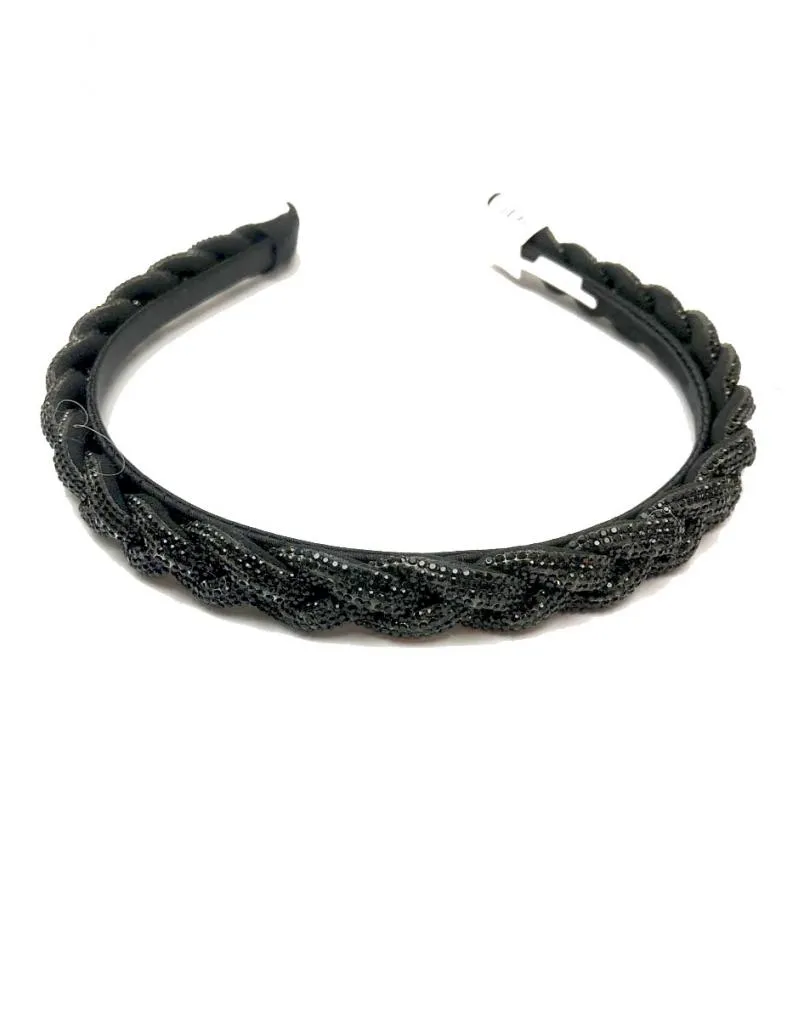 DIADEMAS NEGRAS DE FIESTA MUY ELEGANTES TRENZA CON CRISTAL