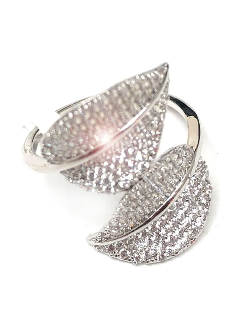 ELEGANTES ANILLOS PLATEADOS GRANDES DE DOBLE HOJITA DECORADA