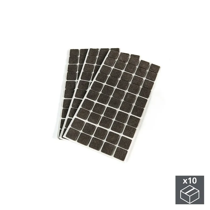 Emuca Fieltro adhesivo para muebles, cuadrado, 20x20 mm, 10 ud.