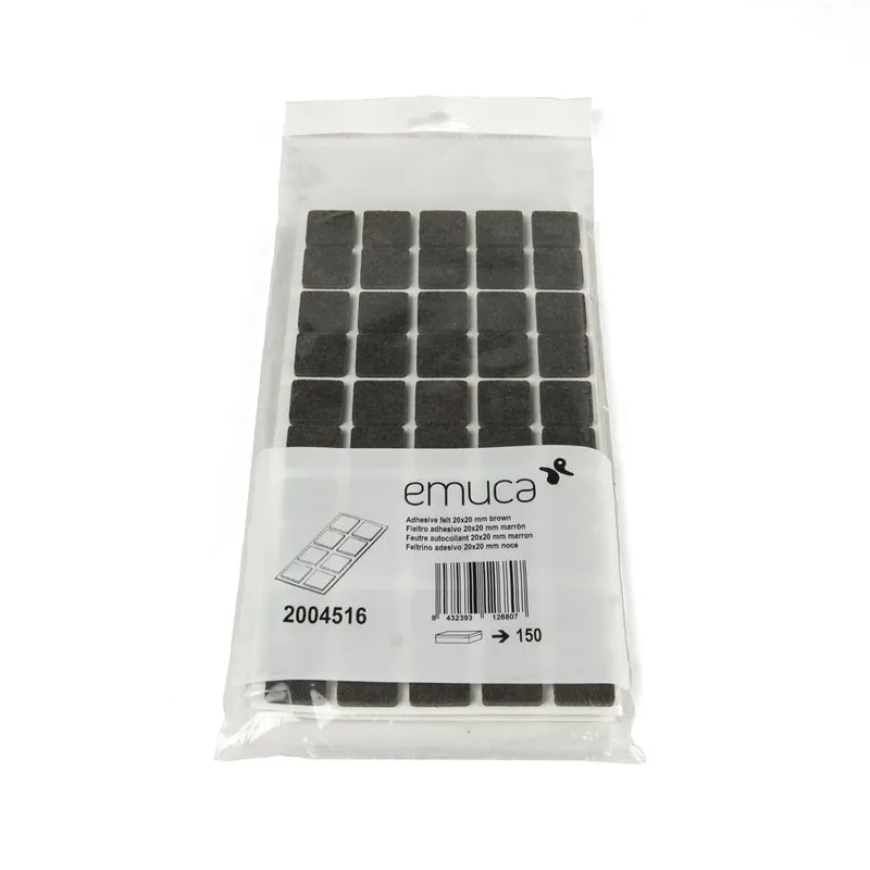 Emuca Fieltro adhesivo para muebles, cuadrado, 20x20 mm, 10 ud.