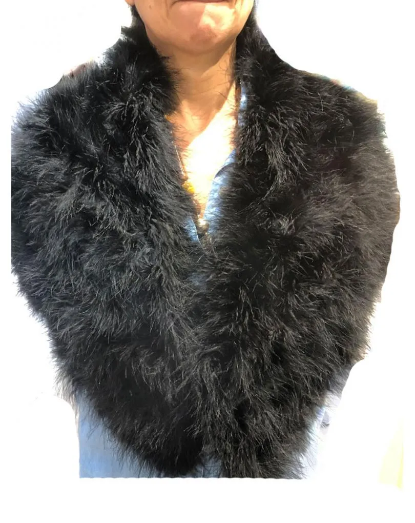 ESTOLAS NEGRAS ELEGANTES CON PLUMAS DE MARABU PARA BODAS
