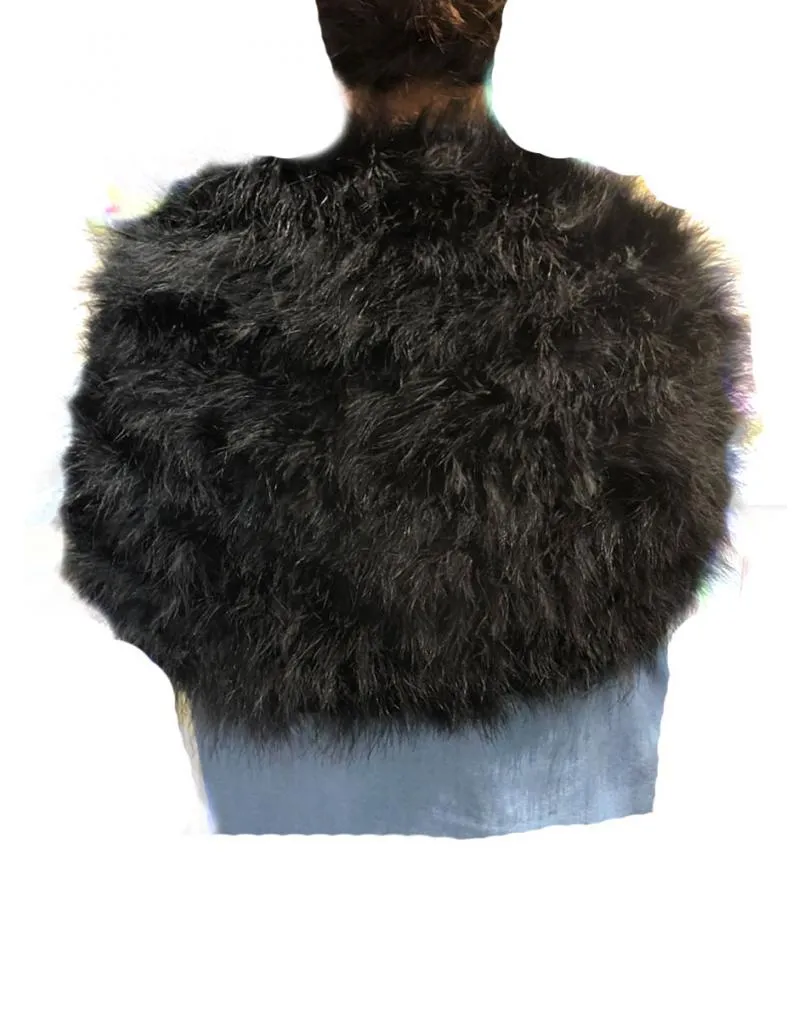 ESTOLAS NEGRAS ELEGANTES CON PLUMAS DE MARABU PARA BODAS